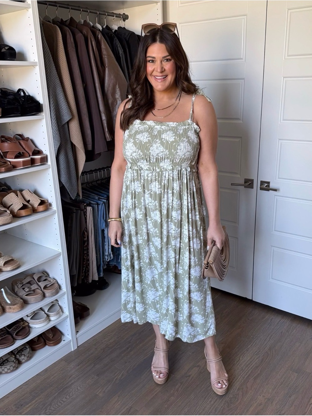 Free Assembly Smocked Peplum Maxi Dress